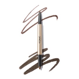 ICONIC LONDON Smokey Eye Duo Eyeliner | Creamy, Easy to Blend 2-in-1 Eyeliner Crayon, Water Resistant, Cruelty Free, Vegan Makeup (Chocolate Brown) 0.027 oz
