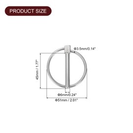 sourcing map 5Pcs 1/4" x 1-3/4" Linch Pin with Ring, Stainless Steel Round Linch Pins for Boat Kayak Canoe, Trailer Trolley Trucks Mowers, Silver