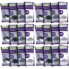 WireJewelry World Stone Mix Rock Tumbler Refill Kit - 3 Lbs. Each of Asia, Brazil and Madagascar Stone Mixes and 6 Batches of 4 Step Abrasive Grit and Polish