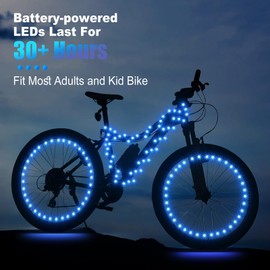 Set of 2 LED Bike Wheel Lights & Bicycle Frame Lights for Night Riding Bright Cycling Decoration Safety and Visible Warning Tire Light Strip Gifts for Cyclist(Blue, Pink)