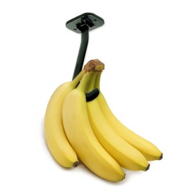 Gadjit Banana Hook Under Cabinet Hanger Ripens Bananas with Less Bruises, Folds up Out of Sight When Not in Use, Saves Countertop Space, Self-Adhesive + Pre-drilled Screw Holes (Black)