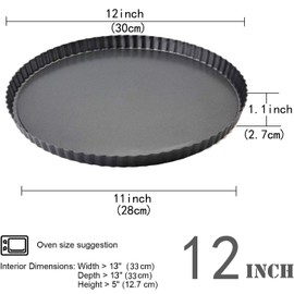 Gutsdoor Tart Pan 12 Inch with Removable Bottom Quiche Pan Nonstick Round Pie Pans for Baking Kitchen