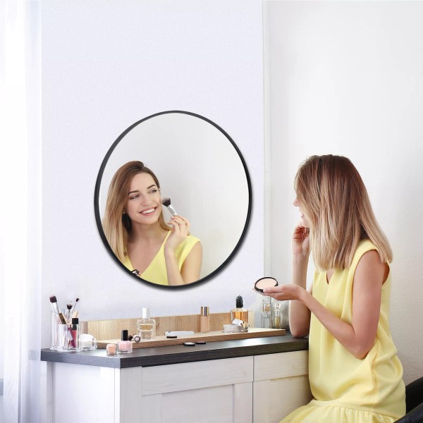 segawe 24'' Round Mirror Bathroom Mirror Wall Mounted Metal Frame