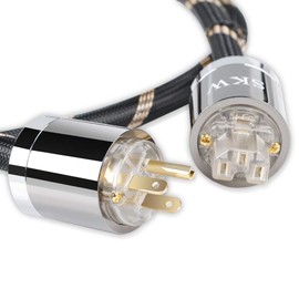 SKW Upgrade C15 Audiophile Ultra-high Purity Copper Power Cord, Male to Female Power Cable, US Plug for Subwoofer, Amplifier, DV/AV 6.5ft/2M