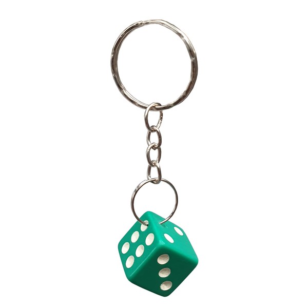 Komonee Green Dice Key Chain Novelty Keyring Casino Playing Game