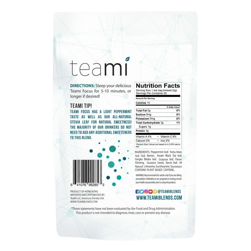 Teami Focus Tea Blend - Refreshingly Mint Flavor