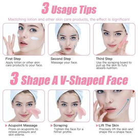 Rosy Finch Gua Sha Massager Tool, Jade Stone Guasha Scraping Massage Tool Jade Roller Massager for Face, Eye Neck Body Muscle Relaxing