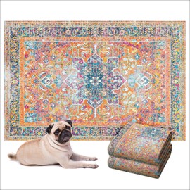 Lovewag Washable Pee Pads for Dogs - Decorative 36x48 Waterproof Dog Potty Pads - Non-Slip,Super Absorbent,Machine Washable - Stylish Floor Cover for Senior Dogs & Puppies - 2 Pack(Marmalade Sunshine)