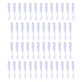 50Pcs Silver Soft Plastic Lures T-Tail Grub Worm Baits Fish Tackle Accessories Ideal for Trapping Bass Trout Salmon
