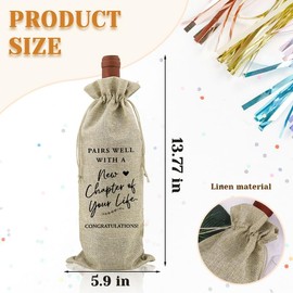 Xiyantiji New Chapter Wine Bottle Gift Bag Going Away Farewell Gifts for Coworkers Friends New Job Gifts Leaving Retirement Gifts for Women Men Colleagues Boss New Beginning Wine Bags