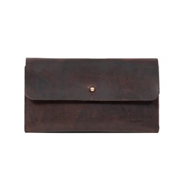 Holzrichter Berlin Women's Wallet (M) Elegant Button Leather Purse Brown