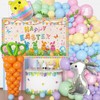 6x3.6ft Happy Easter Banner Cute Easter Bunny Style Backdrop for