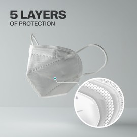 SURESAFE 20 Pack White Face Masks - 5 Ply Masks Disposable, Disposable Masks Adult With Adjustable Ear Loops & Nose Bridge, Dust Mask, Disposable face mask