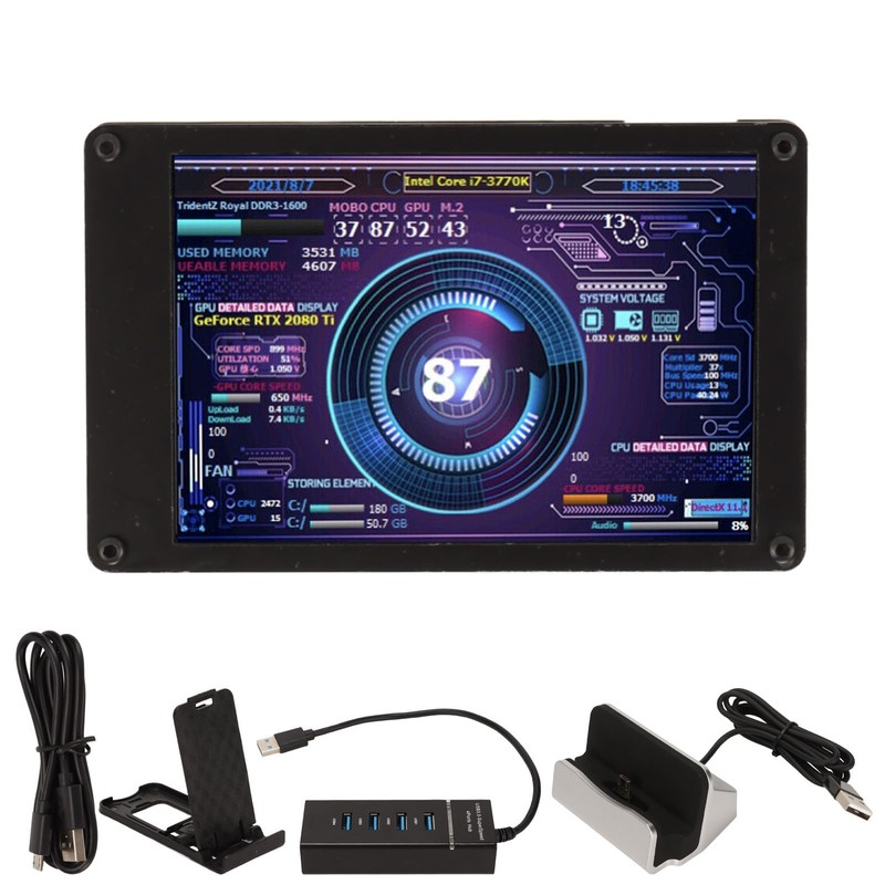 Computer Temp Monitor 3.5 Inch Theme Editor Adjustable Brightness PC