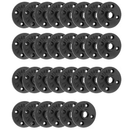1/2" Black Painted Floor Flange, Home TZH 30 Pack Malleable iron Pipe Flange for Industrial vintage style, Flanges with Threaded Hole for DIY Project/Furniture/Shelving Decoration (30, 1/2 Inch)
