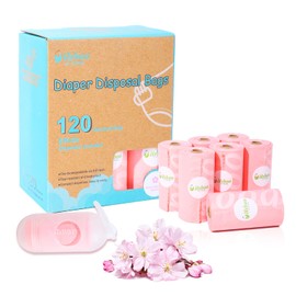 USBOO Disposable Diaper Bags for Baby - Cherry Blossom Scented, Disposable Trash Bag with Dispenser - 20 Refill Rolls (300 Pack),Ideal for Diaper Disposal