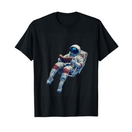 Astronaut Reading Book Sci-Fi Enthusiast T-Shirt