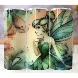 Handmade 20oz Stainless Steel Tumbler - Fairy-Inspired Alcohol Ink Design Custom Mug