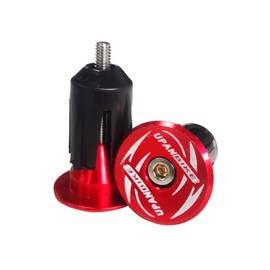 UPANBIKE Bike Handlebar End Plugs Aluminum Alloy Expanding Locking Bar End Caps for Mountain Bike,Road Bike,MTB BMX Fixie,Bar End for Bicycle Grips,1 Pair (Red-Style2)