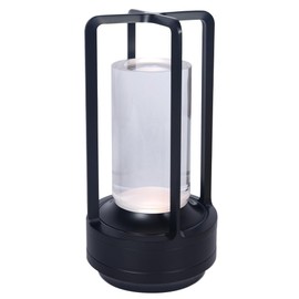 CLT Cordless Luxury Rechargeable Metal LED Lantern, Table Lamp Portable Light with 3 Color Temperature Stepless Dimming Indoor Outdoor Use for Bedroom, Restaurant, Bar, Coffee Shop, Camping (Black)