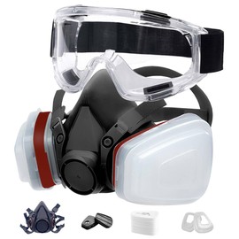 Schutzmaske, 18 in 1, Malmaske, wiederverwendbar, mit Staubfilter, Atemschutzmaske mit Filter für Spritzen, Malerei, Arbeiten, Chemikalien, Basteln, Schleifen, Schwarz