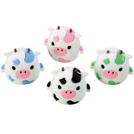 4 Pcs Cute Pencil Sharpener & Eraser 2-in-1 Cartoon Cow Pencil Sharpener Small Manual Pencil Sharpener Kawaii Plastic Sharpener School Office Supplies Pencil Sharpener for Women Girls Boys (Cow)
