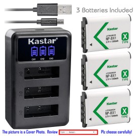 For Sony NP-BX1 Battery or Triple charger for Sony Cyber-shot DSC-HX80 HX90 HX90V RX1R II - 1 Charger + 4 Batteries