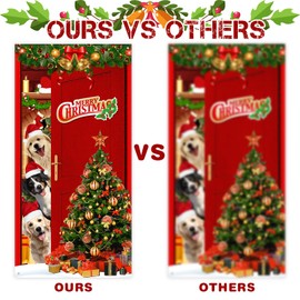 Christmas Door Cover Decorations Banner Merry Christmas Aninmal Door Cover,Front Door Decorations Christmas Large Door Cover Decor Photo Background for Winter Holiday Party Supplies Decorations