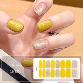 [YUANLIFE] ネイルシール 手用 3枚入り 貼るだけ 純色 キラキラ ネイルステッカー ショートネイル オフィスネイル 初心者 簡単 可愛い シンプル ネイルデザイン ネイルアート ネイルジュエリー 女性 プレゼント ツール付き EN63 (TS52(3枚), 1枚×16シール)