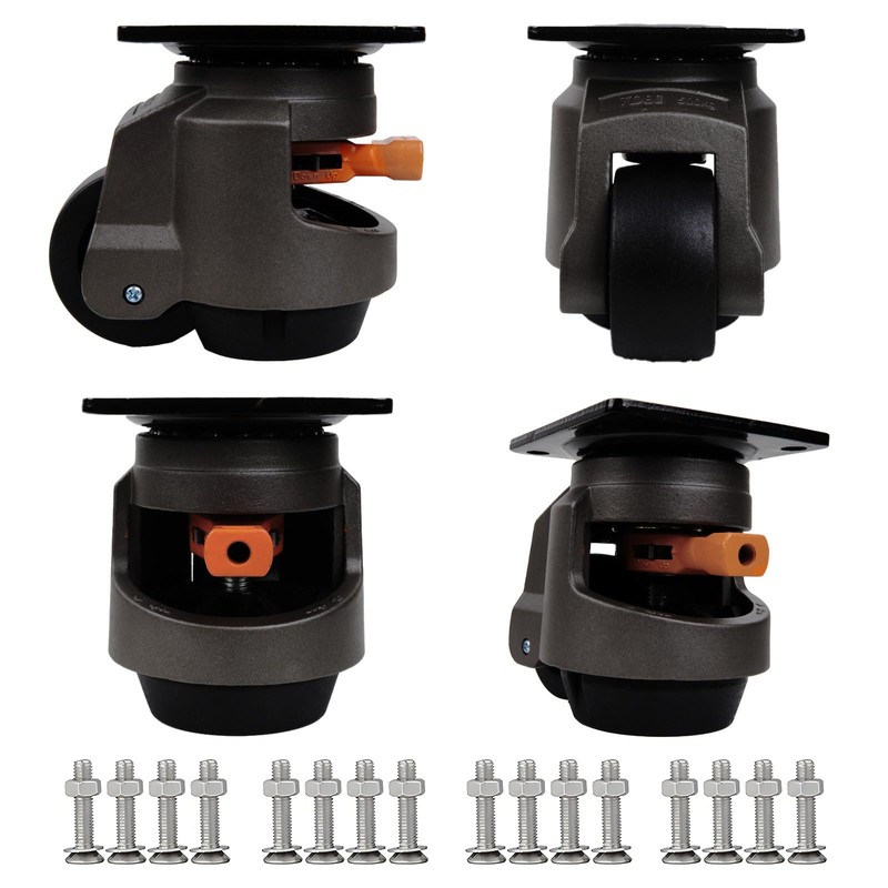 Leveling Casters Heavy Duty，Set of 4, with Upgraded Ratchet Handle