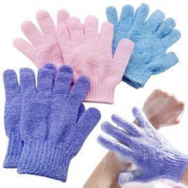 3 Paar Peelinghandschuh, Exfoliating Gloves Peeling-Duschhandschuhe Doppelseitig Körperhandschuh, Peeling Handschuhe Körper Entferner Abgestorbene Haut Badehandschuhe für Dusche Spa Massage - 17x12 CM