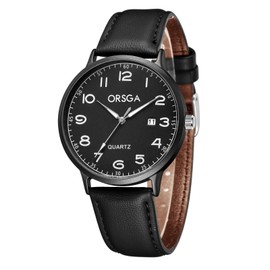 CIVO Men's Watches Women's Watch Leather Strap Analogue Quartz Waterproof Large Numbers Easy to Read Wristwatches Men Women for Gift Sport Outdoor, Men's black