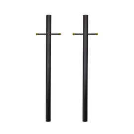 Solus SP7-BK-2PK 7' Outdoor Direct Burial Aluminum Lamp Post with Cross Arm, Fits Most Standard 3" Post Top Fixtures, Includes Inlet Hole, Corrosion & Weather Resistant, Black, Pack of 2