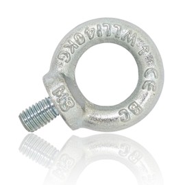 PinPro 4 x M8 Eye Bolts in Accordance with DIN 580 | Load Capacity of 70-340 kg | Metric Thread | C15E Forged Steel and Galvanised (Pack of 4, WLL: 140 kg)