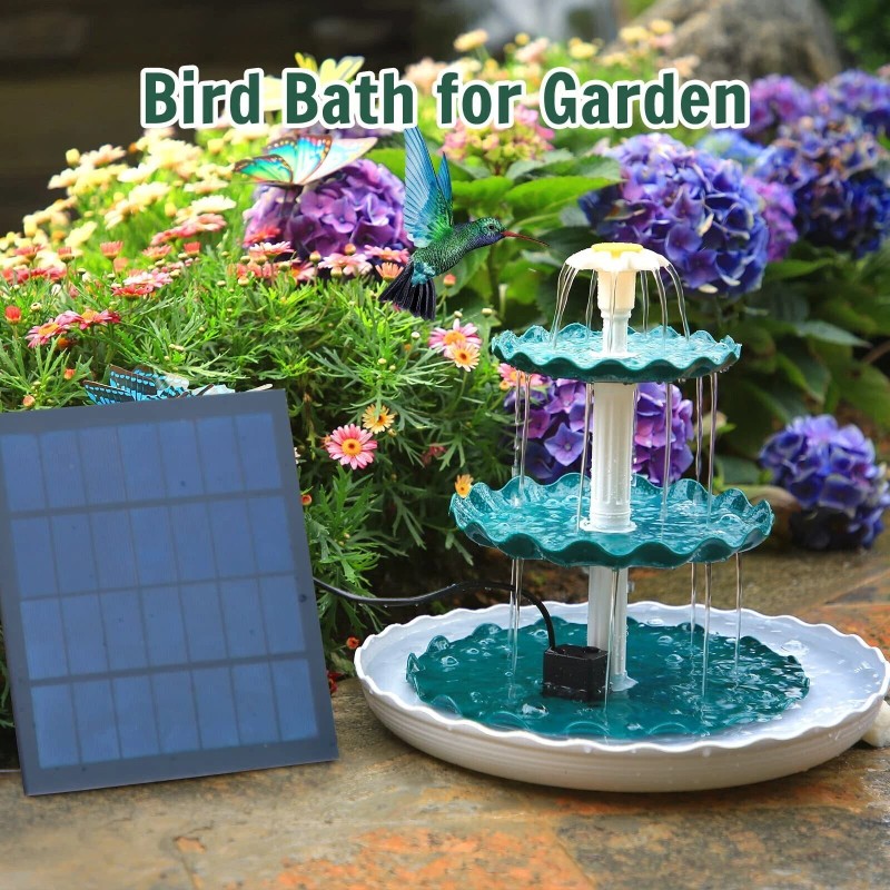 3 Tiered Bird Bath with 3.5W Solar Pump Solar Fountain