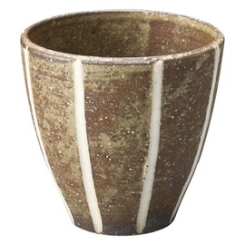 Marui Pottery MR-3-4499 Shigaraki Ware Hechimon Tea Cup, Capacity Approx. 7.8 fl oz (220 ml), Line, Brown