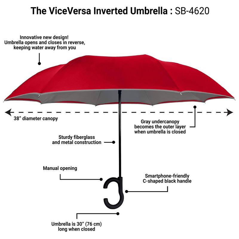 STROMBERGBRAND UMBRELLAS The ViceVersa 46 Inch Windproof Inverted Self Standing