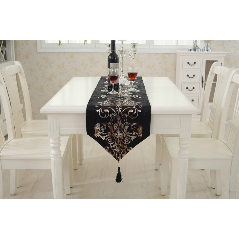 51buyoutgo Black Table Runner, Dining Coffee Table Runners UK Centre,