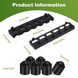 YGCQFH 6 Cue Billiard Cue Holders, Wall Mounted Cue Holders, Includes 6 Protective Covers for Pool Cues, Pool Cue Holder for Storing Billiard Cues, Space Saving Accessories for Billiard Room & Club