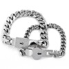 Tobestu Stainless Steel Square & Heart Key Lock Bangle Chain