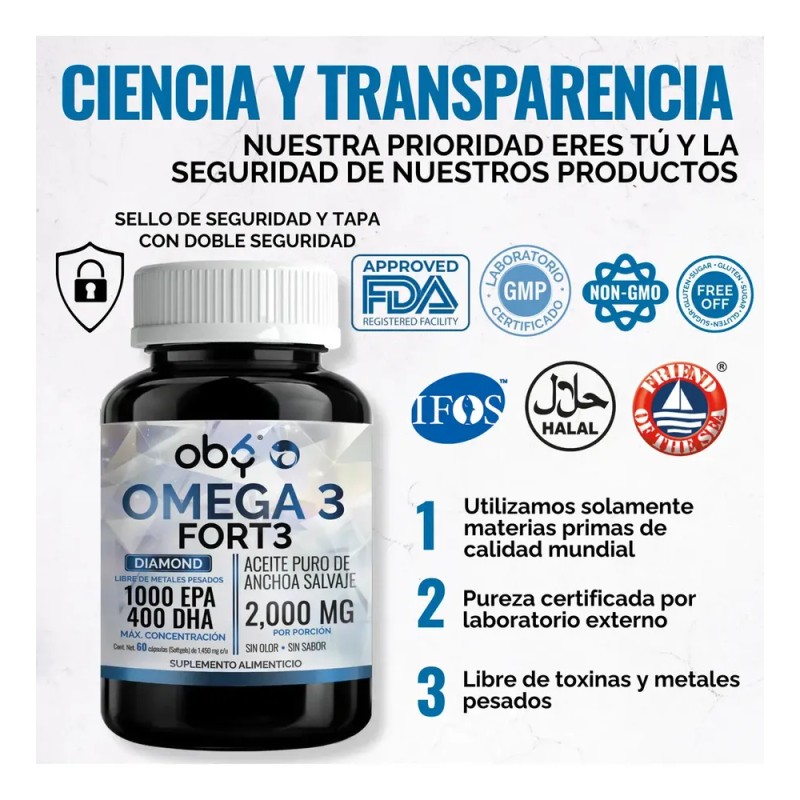 Omega 3 Diamond Forte 2000mg Aceite Anchoa | Máxima Pureza