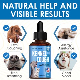 Dog Cough Treatment Liquid • Kennel Cough for Dogs & Cats • for Breathing During All Life Cycle • Marshmallow Root + Mullein Leaf in The Composition • Natural Supplement for All Breeds • 2 Oz