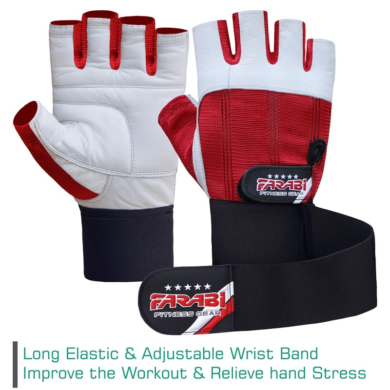 Farabi Weight Lifting Gym training Gloves Real Leather with 4