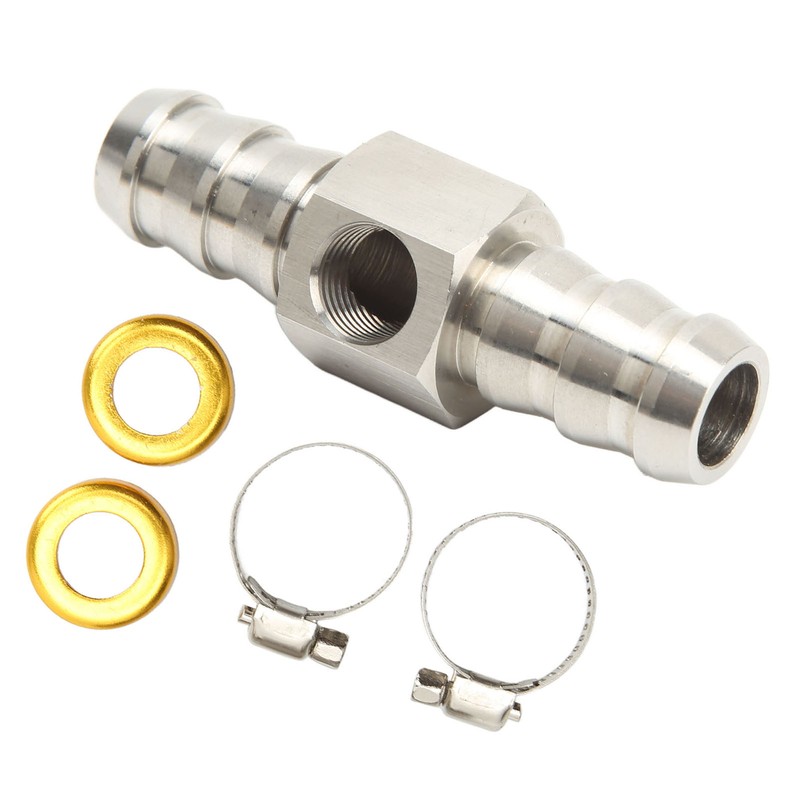 Fuel Line T Fitting Adapter 304 Stainless Steel Pressure Gauge