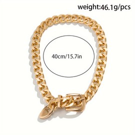 Resweky Boho Statement Choker Necklaces Punk Fip-hop Circles Link Chunky Collar Necklace Accessories Jewelry for Women Girls (Gold)