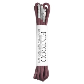 FINTOCO Round Waxed Dress Shoelaces with Silver Tips, Burgundy, 30 inches (76cm)