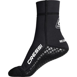 CRESSI Resilient Pro Neoprene Socks 3mm S - Unisex 2mm Double Lined Black Neoprene Socks with Non Slip Rubberized Grip Sole, Diving, Apnea, Snorkelling and other Water Sports, S