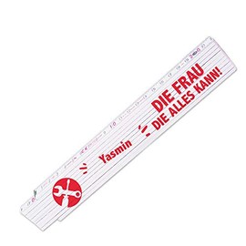 Folding ruler with name Yasmin and motif – The woman who everything can, link scale printed with name, many names to choose from