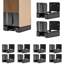 4x4 Post Base 10 PCS Post Bracket Inner Size 3.5"x3.5" Heavy Duty Metal Fence Post Anchor, Black Post Base for Concrete for Wood Deck Pergola Porch Railing Mailbox Support
