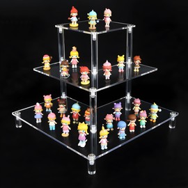 ELEGANTLIFE Acrylic Display Riser Stand – 3 Tier Clear Shelf for Funko POP, Amiibo, Figures, Collectibles, Cupcakes, Perfume, Skincare Organizer
